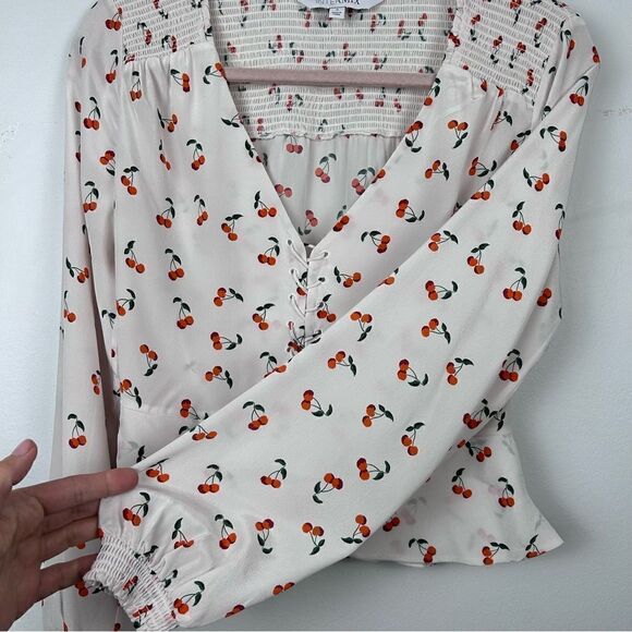 INTERMIX Sienna Cherry Print silk Blouse - Picture 7 of 9